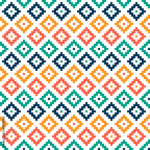 White seamless pattern with colorfum kilim desgin