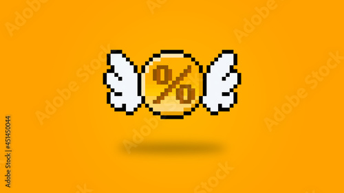 Pixel percentage coin with wings - high res wallpaper