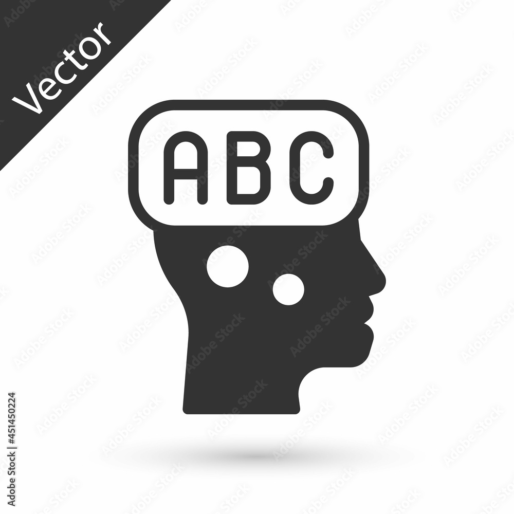 Grey Learning foreign languages icon isolated on white background. Vector Grey Learning foreign languages icon isolated on white background. Vector