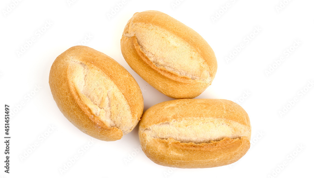 Freshly baked French rolls, isolated on white background. High resolution image. Freshly baked French rolls, isolated on white background. High resolution image.