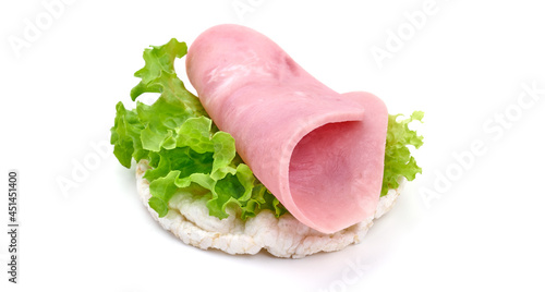 Sandwich with pork ham, isolated on white background. High resolution image.
