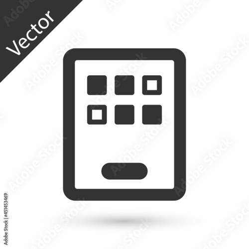 Grey Graphic tablet icon isolated on white background. Vector