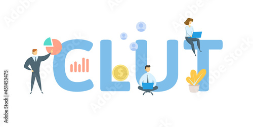CLUT, Charitable Lead Unitrust. Concept with keyword, people and icons. Flat vector illustration. Isolated on white.