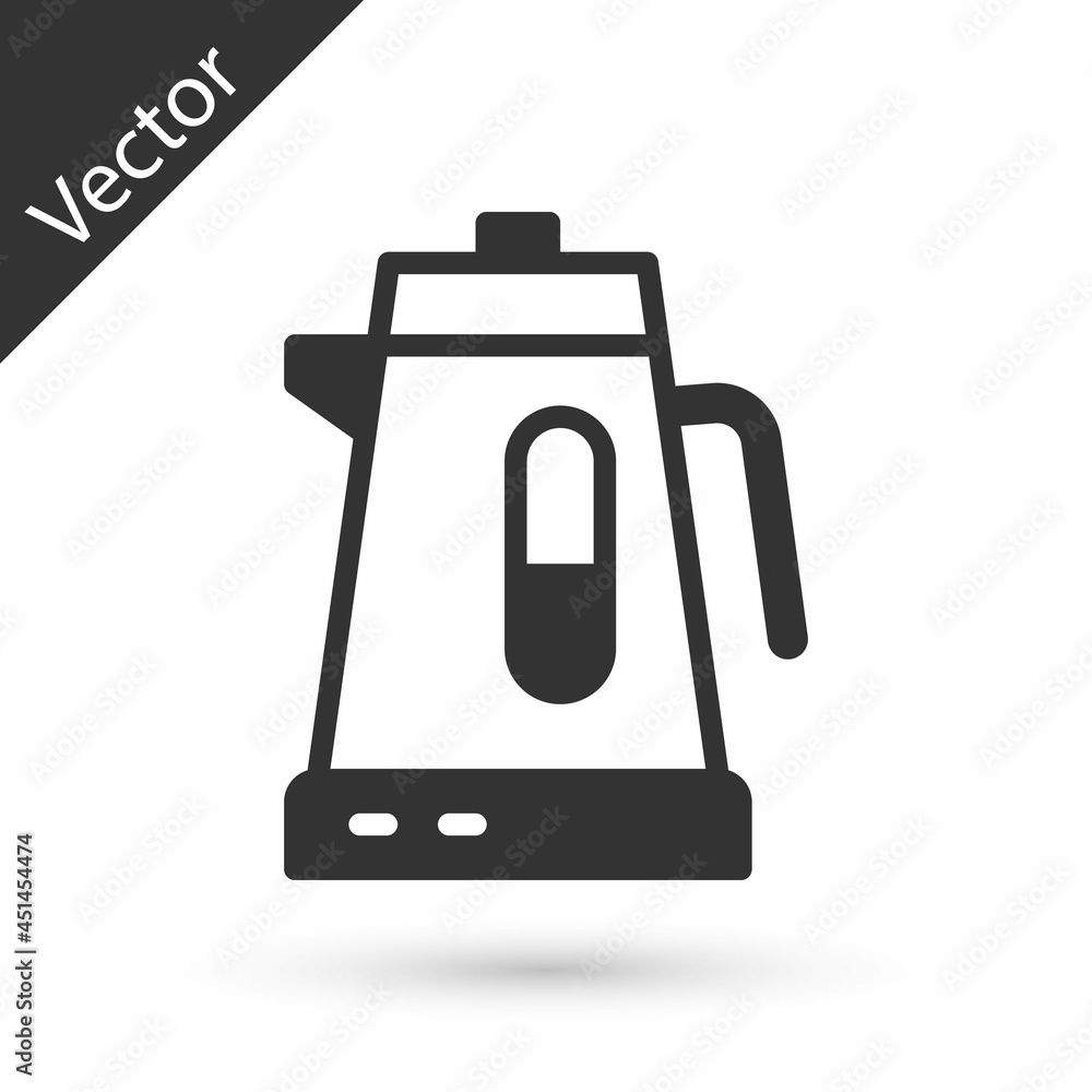Grey Electric kettle icon isolated on white background. Teapot icon. Vector Grey Electric kettle icon isolated on white background. Teapot icon. Vector