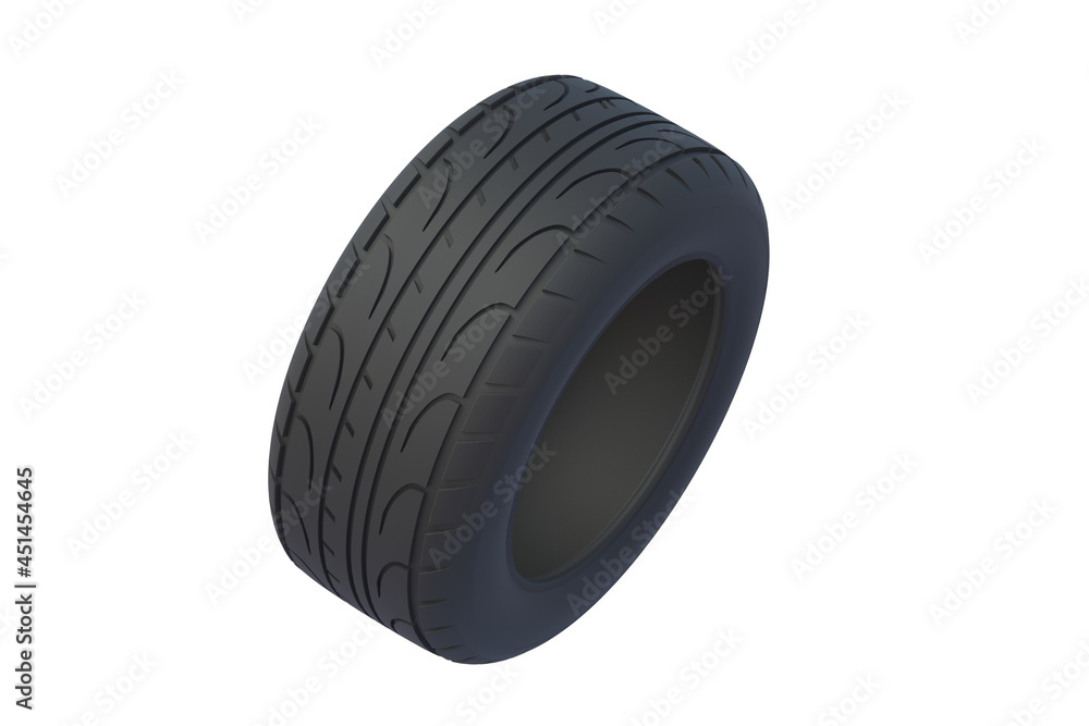 Car rubber tyre isolated on white background. 3d render Car rubber tyre isolated on white background. 3d render