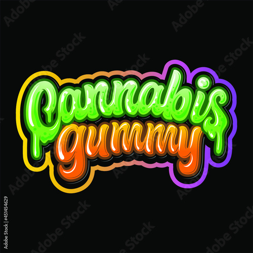 Cannabis Gummy Lettering illustration with colorful style
