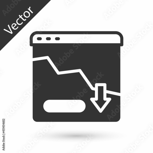 Grey Financial growth decrease icon isolated on white background. Increasing revenue. Vector