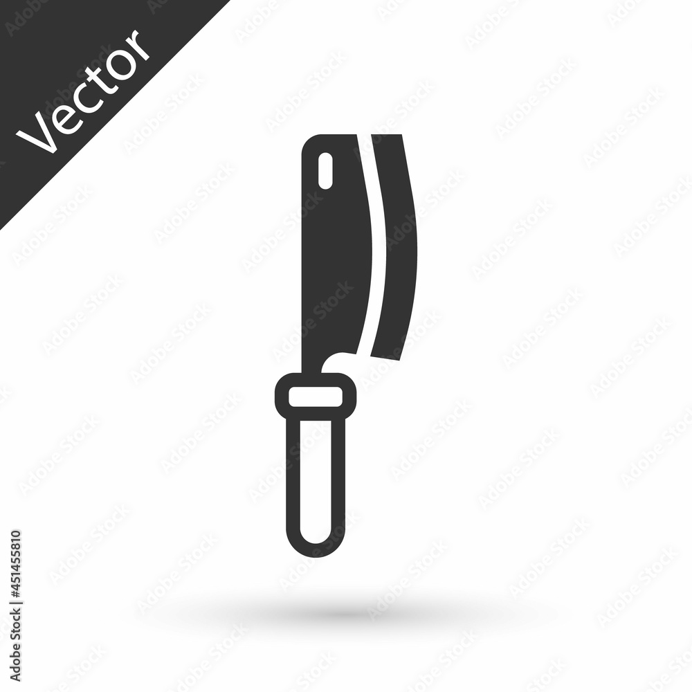 Grey Meat chopper icon isolated on white background. Kitchen knife for meat. Butcher knife. Vector Grey Meat chopper icon isolated on white background. Kitchen knife for meat. Butcher knife. Vector