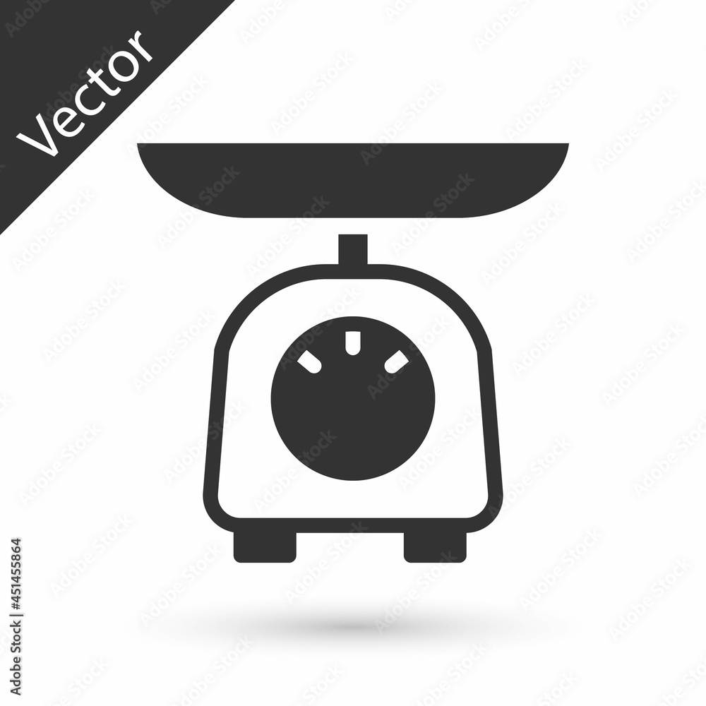 Fototapeta premium Grey Scales icon isolated on white background. Weight measure equipment. Vector