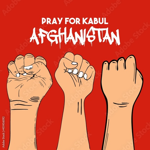 Pray for kabul afghanistan design vector with hand illustration