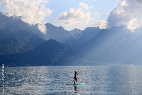 paddle surf in lac leman switzerland © fotoXS