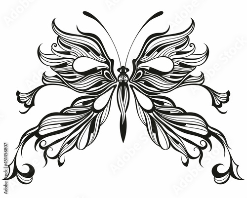 Flying butterfly design silhouette. Hand drawn  style vector illustration