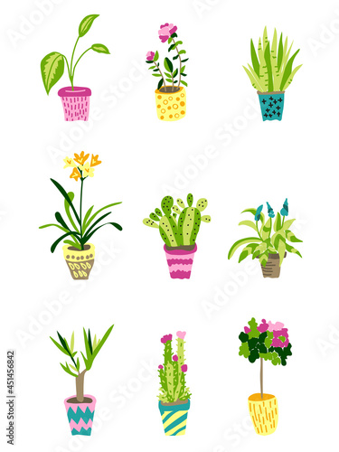 Set of vector illustration with houseplants 