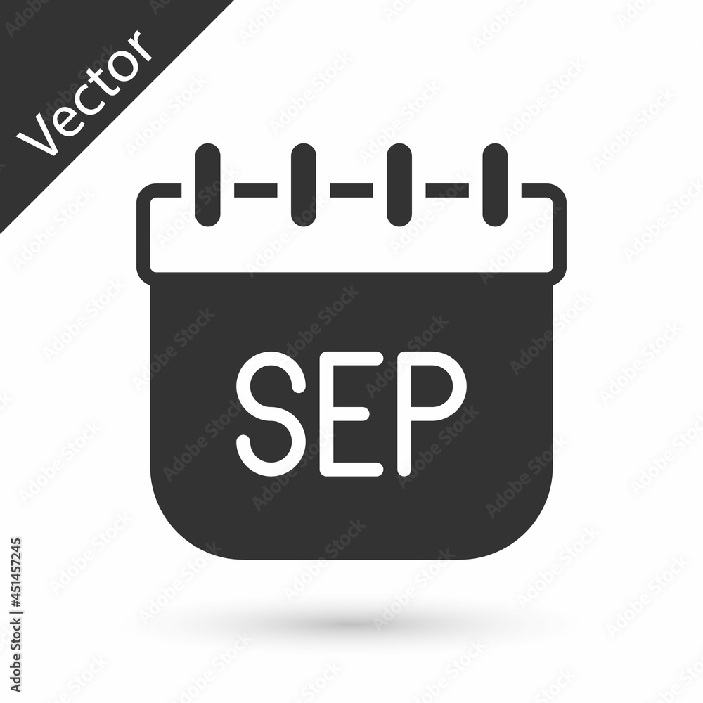 Grey September calendar autumn icon isolated on white background. Vector Grey September calendar autumn icon isolated on white background. Vector