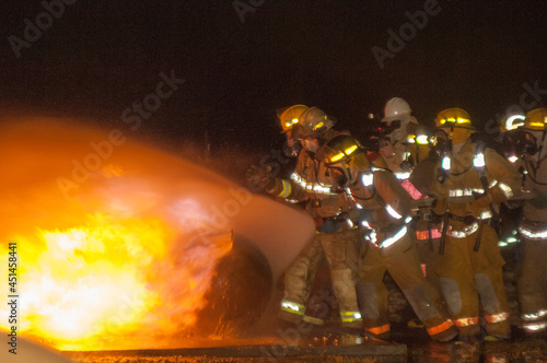 Fire fighters night training photo