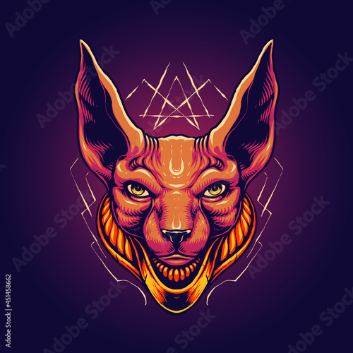 the sphynx cat head illustration
