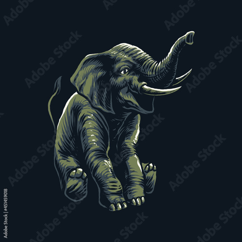 the happy elephant illustration vector