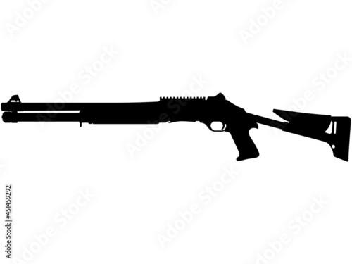 M4 Super 90 TS semi-automatic shotgun pump action shotgun, pumpgun. Detailed vector illustration realistic silhouette