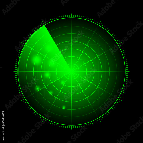 Wallpaper Mural HUD radar with targets in action. Military search system, vector illustration Torontodigital.ca