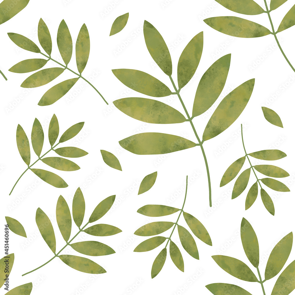 Naklejka premium Seamless pattern with leaves in painterly textured style