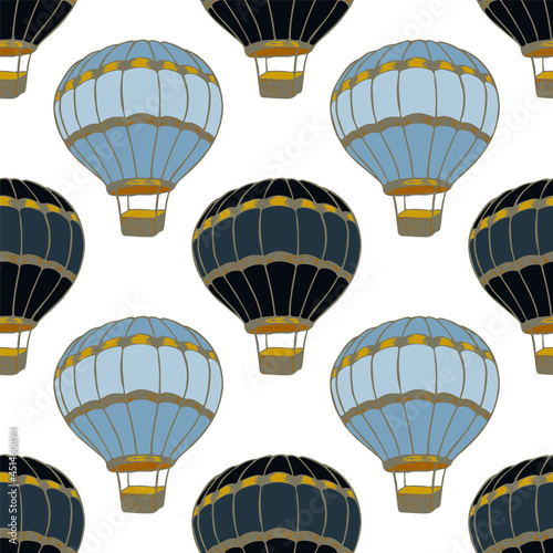 Cartoon hot air balloons  illustration vector seamless patter.