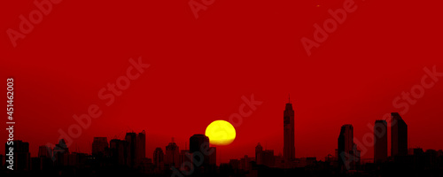 Aerial view of sunset in Bangkok