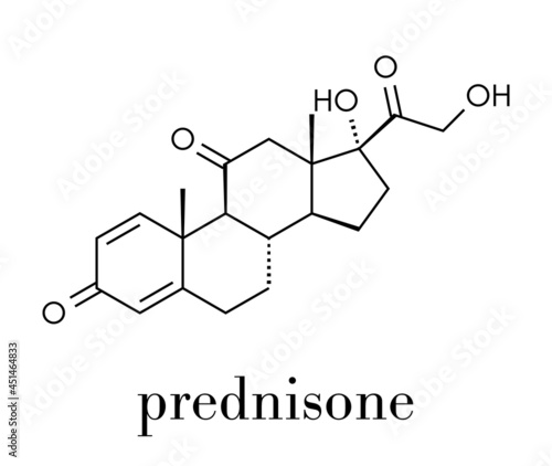 Prednisone corticosteroid drug molecule. Skeletal formula.