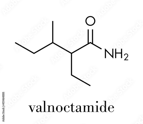 Valnoctamide sedative drug molecule. Skeletal formula.
