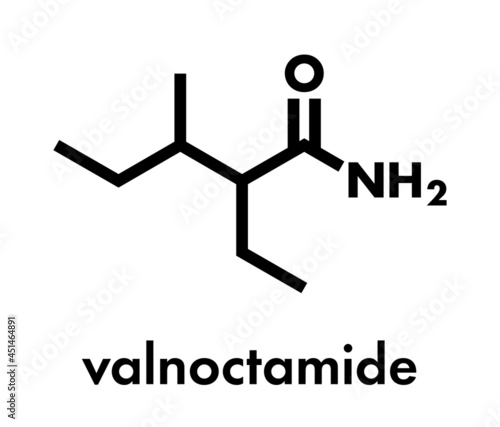 Valnoctamide sedative drug molecule. Skeletal formula.