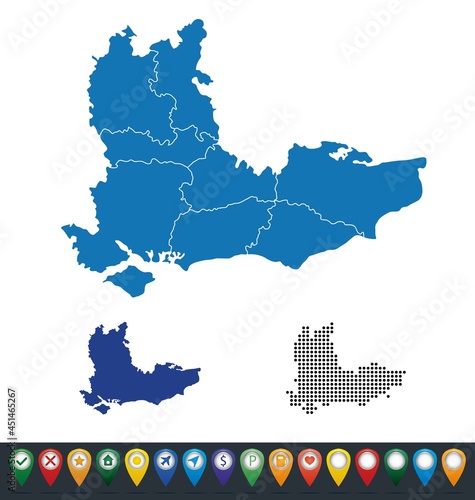 Set maps of South East England regions photo