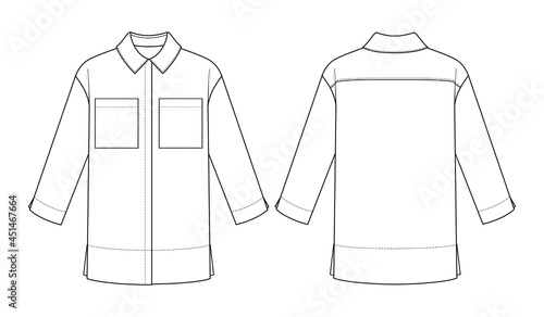 Fashion technical drawing of oversized shirt