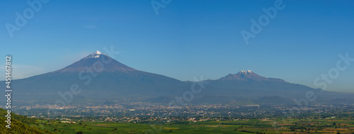 popocatepetl volcano and iztaccihuatl in the Atlixco valley photo