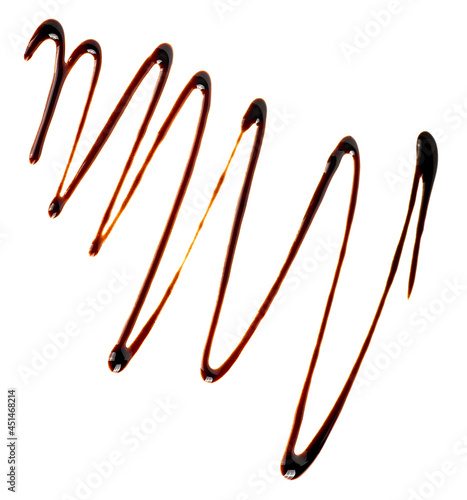 Top view of liquid chocolate isolated on a white background. Chocolate topping.