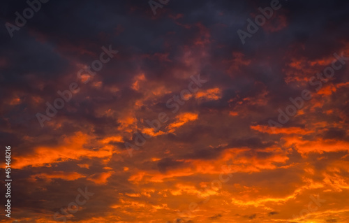 Fantastic beautiful colorful sunrise with cloudy sky. Scenic image of dramatic light in summer weather. Picturesque photo wallpaper. Natural background. Beauty of earth. © es0lex