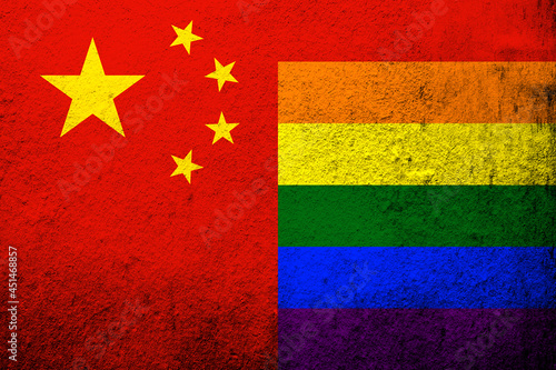 People's_Republic_of_China Rainbow LGBT pride flag. Grunge background
