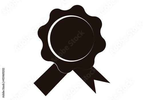 Icono negro de medalla y sello en fondo blanco.