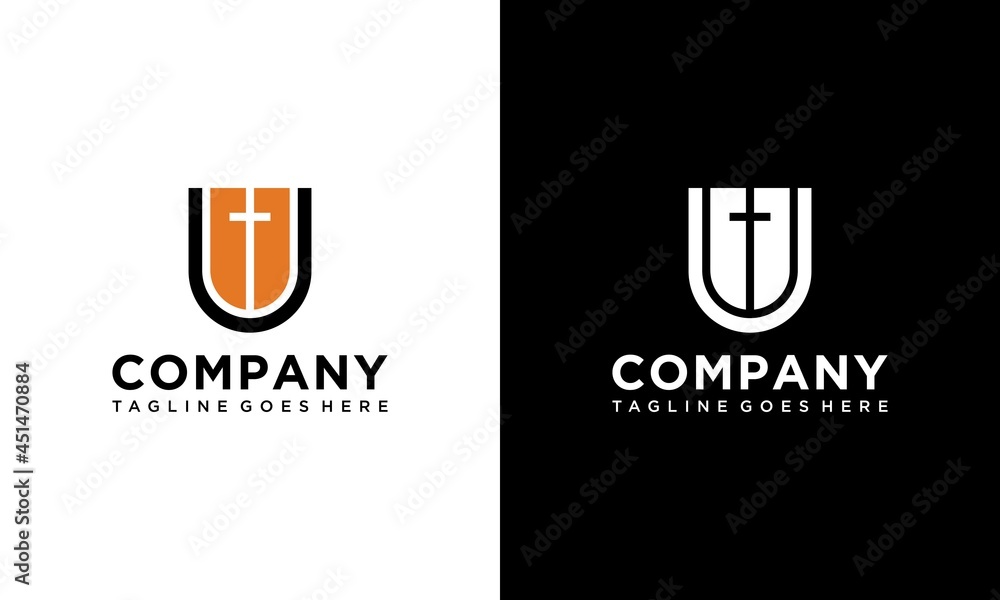 Simple and Clean illustration logo design initial letter u and church. Simple and Clean illustration logo design initial letter u and church.