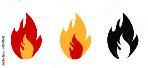 Red, orange fire or flame sign. Burning matches icon. Match pictogram. Match lighted icon. Funny flat vector cartoon logo.