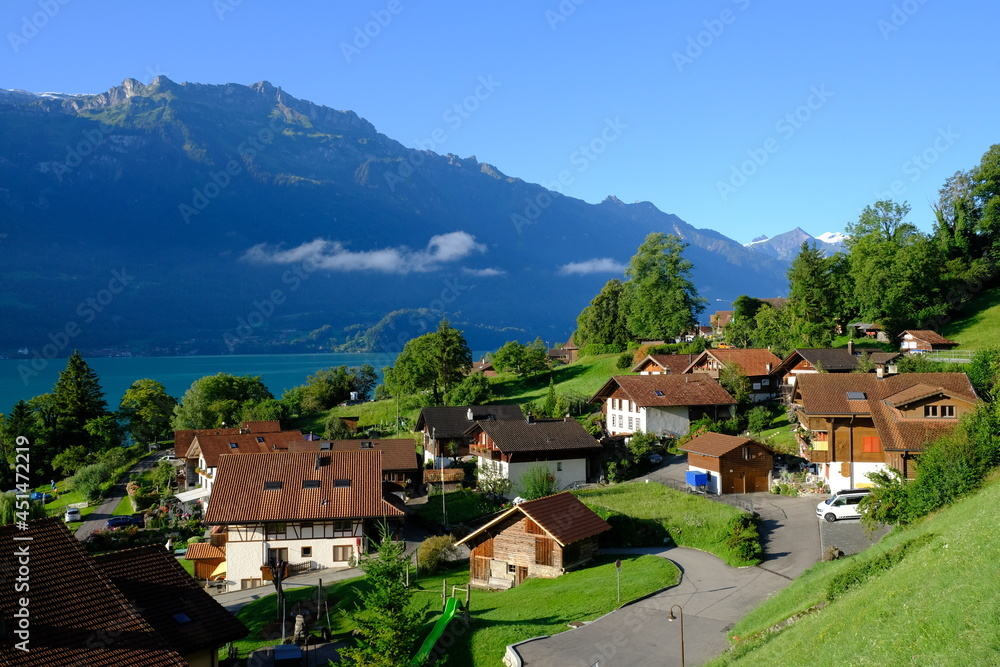 Oberreid village and Brienzersee, Switzerland