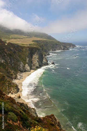 California Coastal Cliffs Along Highway 101 Pacific Coast Highway with the Ocean Waves Below © Gary Peplow