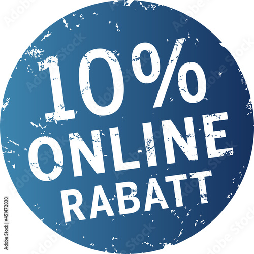blauer Button 10% Online-Rabatt zerkratzt