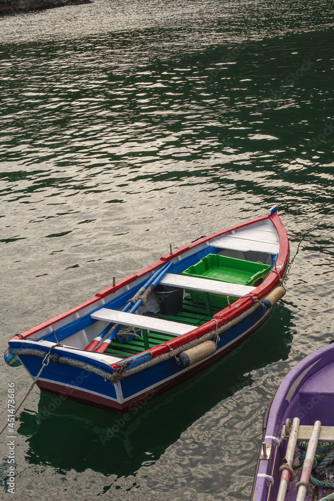 Fishing boat of many colors on the Asturian coast