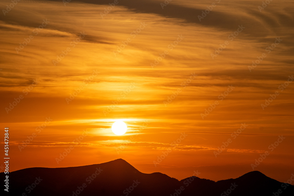 Beautiful colorful sunset in the Ukrainian Carpathians Beautiful colorful sunset in the Ukrainian Carpathians