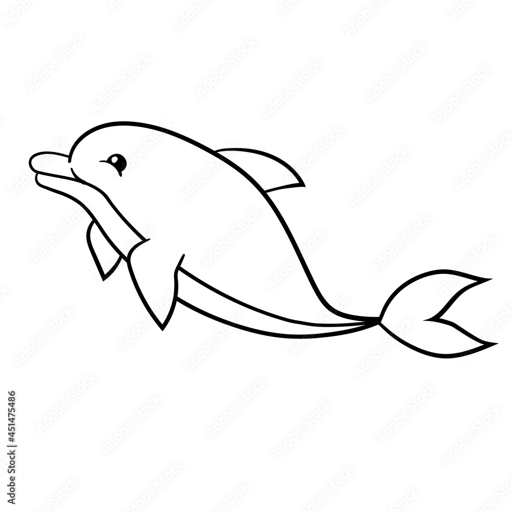 Cute cartoon dolphin, coloring page Cute cartoon dolphin, coloring page