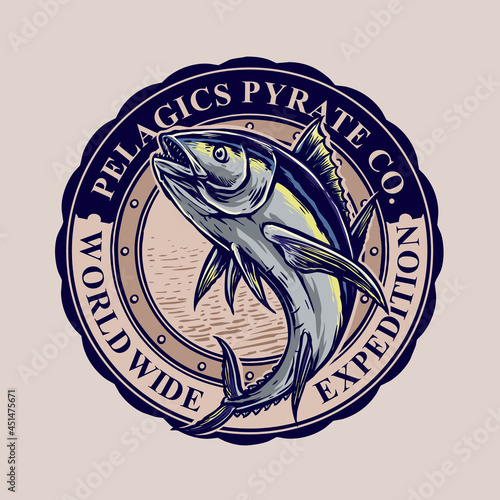 vector of tuna vintage badge design