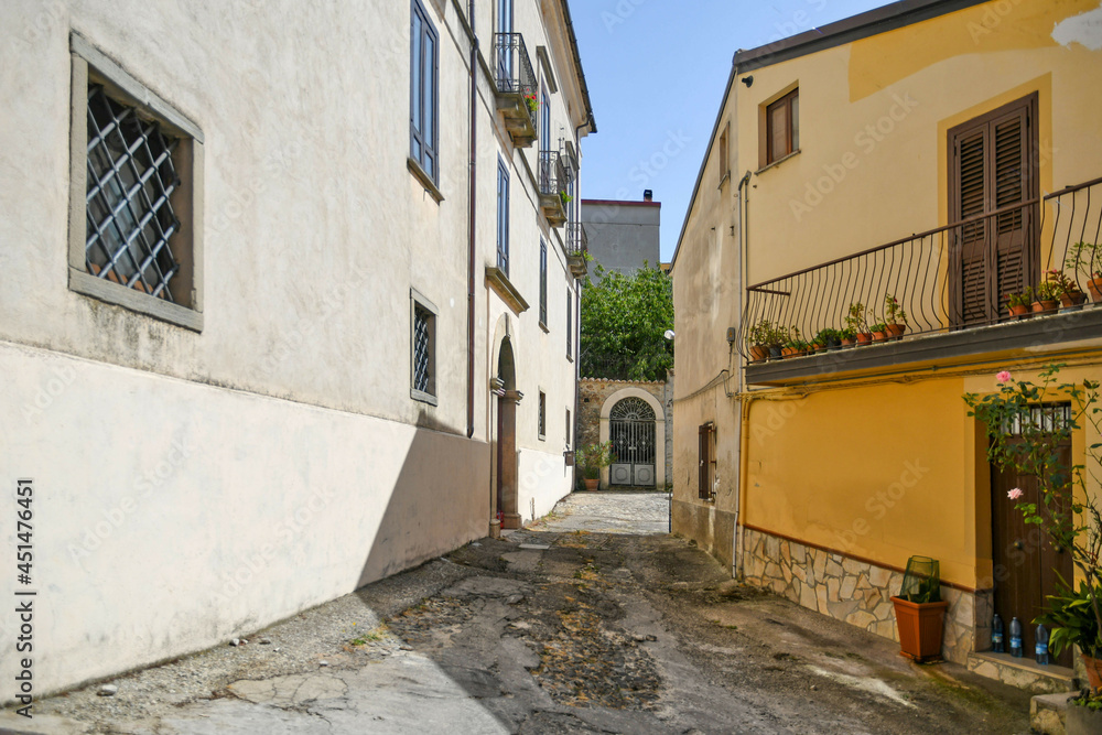 A street in the historic center of Acri, a medieval town in the Calabria region of Italy.