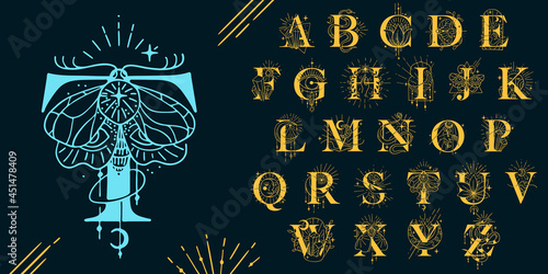 Alphabet in the astrological style.