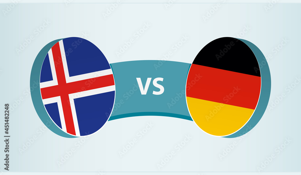 Iceland versus Germany, team sports competition concept. Iceland versus Germany, team sports competition concept.