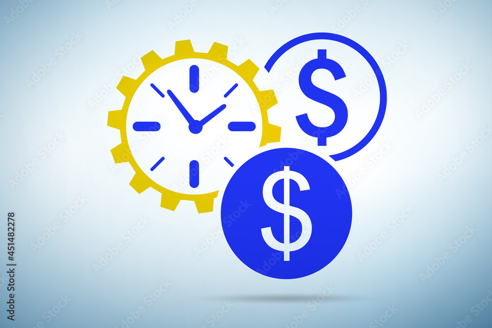 Time is money concept with clock and money Time is money concept with clock and money