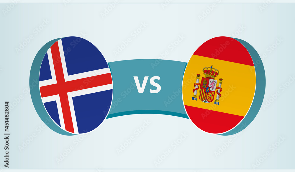 Iceland versus Spain, team sports competition concept. Iceland versus Spain, team sports competition concept.